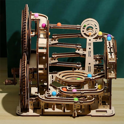 3D Wooden Puzzles Marble Run Set - Space Labyrinth Mechanical Model Kits with Motor, Brainteaser and Puzzle for Christmas/Birthday,Gifts for Adults and Teens to Build Combination