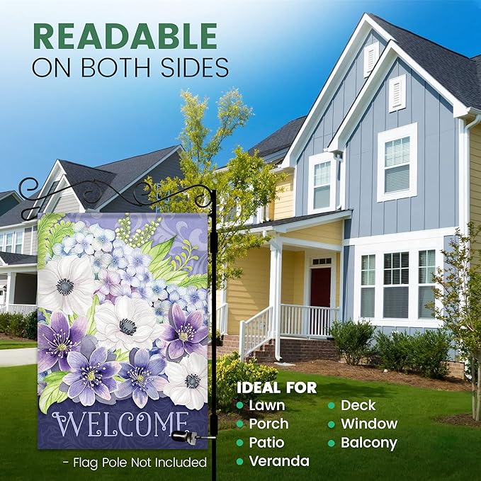 Spring Garden Flags 12.5x18 Double Sided - Floral Welcome Bouquet Flag Printed in Premium Polyester - Seasonal House Welcome Banner for Outdoor, Yard, Lawn, Deck, Patio - Suits Most Holder