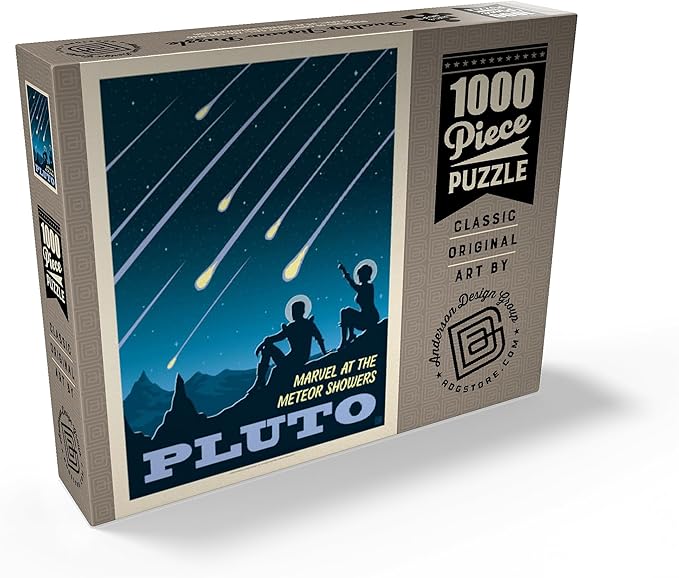 MyPuzzle Pluto: Meteor Showers, Vintage Poster - Premium 1000 Piece Jigsaw Puzzle for Adults