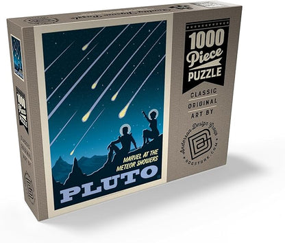 MyPuzzle Pluto: Meteor Showers, Vintage Poster - Premium 1000 Piece Jigsaw Puzzle for Adults