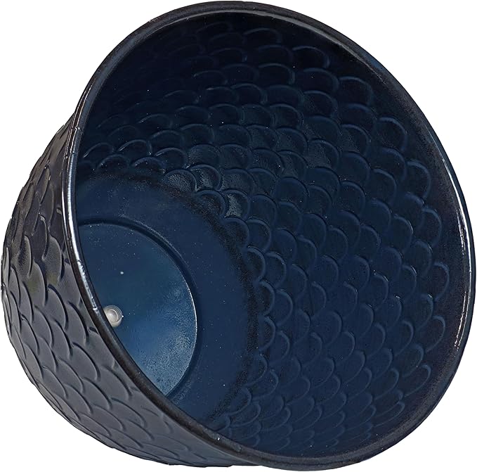 Sunnydaze Dinah 12.5" Metal Outdoor Plant Pot Set with Drainage Holes and Rubber Plugs - Navy Glaze - Set of 4