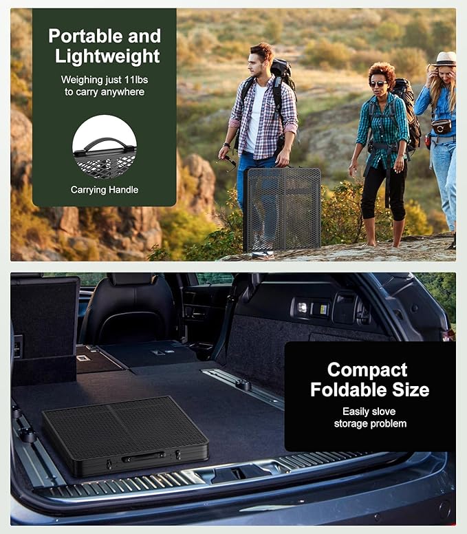 Foldable Grill Table with Mesh Desktop, 200lbs 4Ft Portable Folding Table, Height Adjustable Metal Table for Ourdoor, Camping, Picnic, BBQ and Beach, RV, 47.24" L x 23.62" W