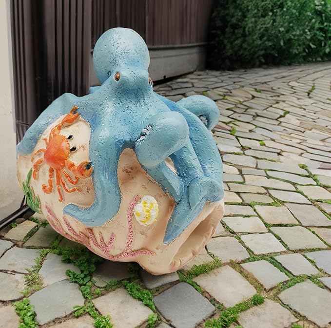 Octopus Statues Gutter Downspout Extension Statues Garden Decoration,Resin Statue Outdoor Decor,Animal Downspout Diverter,Decorative Gutter Extension,3"×4" Downspout Extender Diverter Splash Block