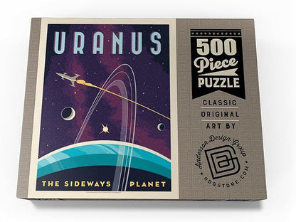 MyPuzzle Uranus: The Sideways Planet, Vintage Poster - Premium 500 Piece Jigsaw Puzzle for Adults