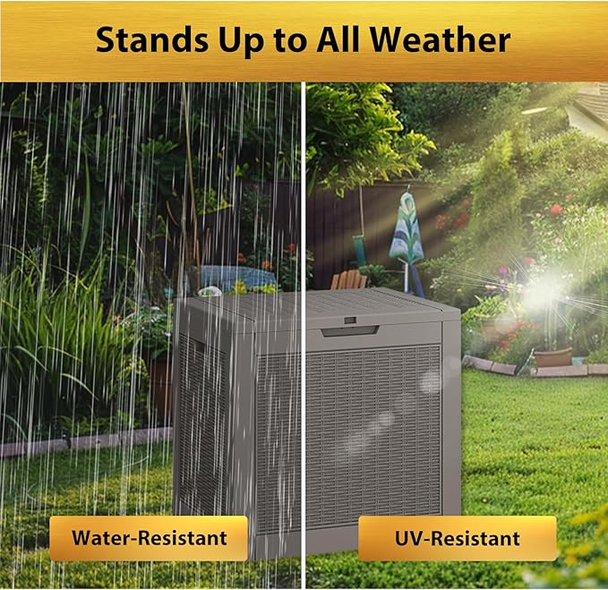 NUNU LAB 31 Gallon Outdoor Storage Box Waterproof,Indoor Outside Deck Boxes,Backyard Storage Bin For Package Delivery,Garden Tools,Patio Cushions,Pool Accessories,Storage Bench Lockable Lid