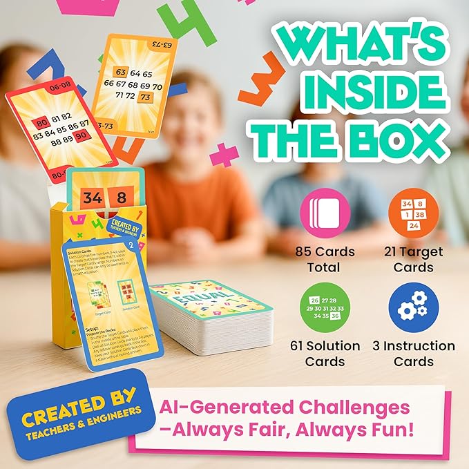 Equal – Fun Mental Math Card Game for Kids, Families & Adults, Ages 9+, 2–7 Players, Educational, Solve Equations to Win, Perfect for Family Game Night, Classroom, Travel & Parties