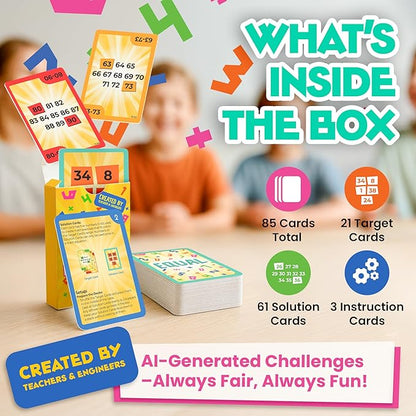 Equal – Fun Mental Math Card Game for Kids, Families & Adults, Ages 9+, 2–7 Players, Educational, Solve Equations to Win, Perfect for Family Game Night, Classroom, Travel & Parties