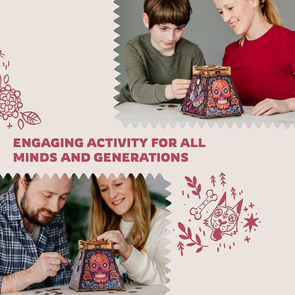 iDventure Cluepuzzle Expansion Day of The Dead | Wooden Puzzle with 200+ Pieces | Escape Room Game | Gift Box | 4 Designs | Puzzle Size 20x12 cm | Wooden Puzzles for Adults and 10+ | Gift | Hobby