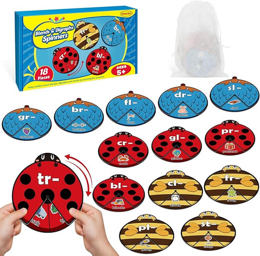 Blends & Digraphs Cards, Phonics Games,Speech Therapy Toys for Toddlers Kids,Learn to Read, Spelling Reading Learning Sight Words Games,Kindergarten Preschool Learning Activities Educational