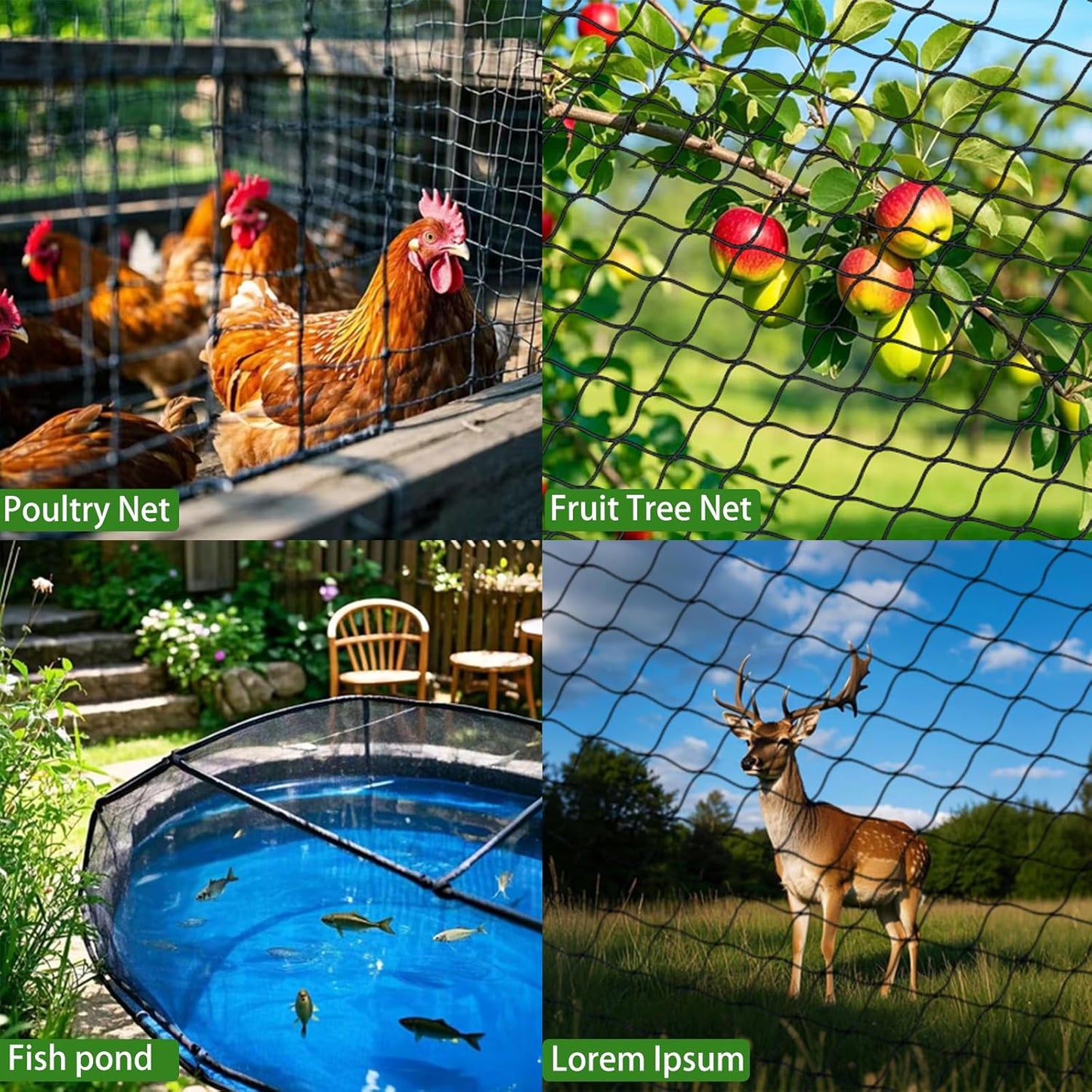 9 x 50 FT Bird Netting for Garden, 1" Square Mesh Size Heavy Duty Nylon Chicken Coop Netting for Blueberry Bushes, Fruit Trees and Vegetable Against Birds, Deer, Squirrels (9X50FT)