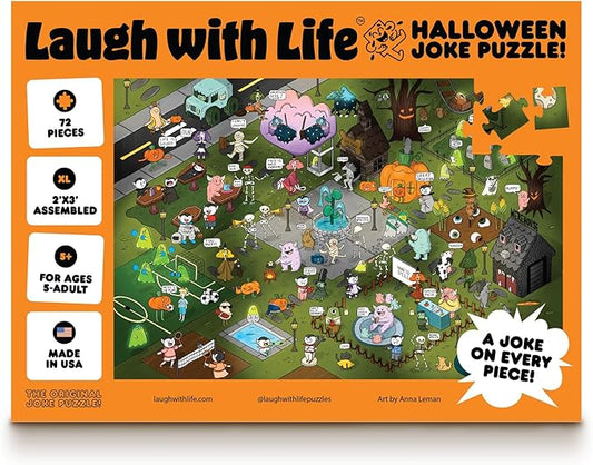 Halloween Joke Puzzle – 72pcs Halloween-Themed Kids Jigsaw Puzzle for Adults, Extra Large Floor Puzzles for Kids Ages 5+, Fun Adult Puzzles & Toddler Educational Toys (24" x 36")