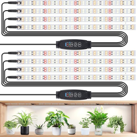 LBW Full Spectrum Grow Light Strip for Indoor Plants, Plant Grow Lights Indoor with 10 Brightness Levels & Timer 4/8/12 Hours, 480 LED Grow Lights for Plant Growing, 2 Pack