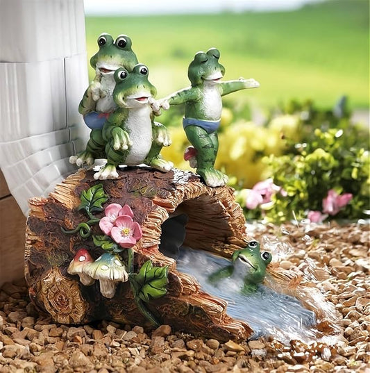 Gardener Frog Gutter Downspout Extension & Statue, Green Granite Frog Guardian, 3 x 4" Downspout Splash Block Extender