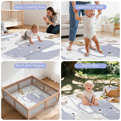 Baby Play Mat, 59 x 59 Play Mat Perfect for Use Baby Playpen, Foldable Soft Foam Baby Play Mat for Floor, Babies Activity Tummy Time Playmat, Kids Non Toxic Thick Mat for Baby, Toddlers, Infants