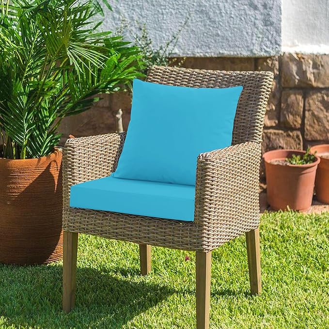 24x24 Inch Outdoor Cushions for Patio Furniture, Waterproof Outdoor Chair Cushions w/Fade-Resistant, Removable & Machine-Washable Covers, Deep Seat Sofa/Couch Pad Replacement – Set of 1/2/4, Teal