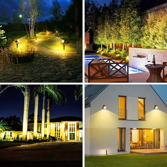 T-SUNUS Solar Landscape Spotlights, Solar Garden Spot Light IP65 Waterproof 9.8ft Cable, 2000mAh Separated Solar Panel, Auto On/Off for Garden Driveway Pathway Pool Area(Warm White 3000K)