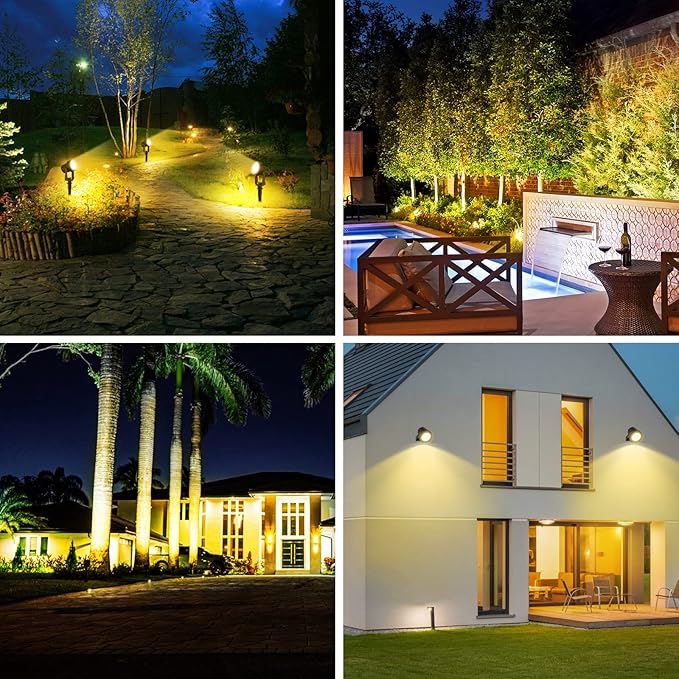 Solar Landscape Spotlights 4 Pack Warm White 3000K, T-SUNUS IP65 Waterproof Outdoor Solar Spot Lights for Yard 9.8ft Cable, Separated Panel Garden Light for Flag Driveway Porch Walkway Pool Patio Pond