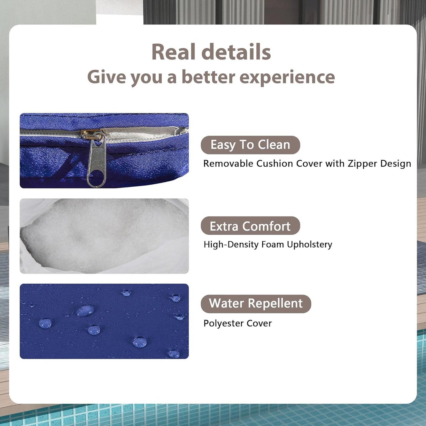 25-Pc Patio Furniture Set - 7 Piece Outdoor Rattan Sofa Set with 57" Fire Table and 17 Accessories, Modular Sofa Set for Garden/Poolside, Navy Blue/Grey