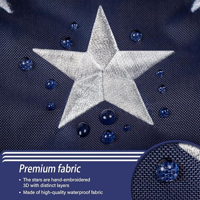 US Embroidered American Flags for Outside 3x5 USA Flag Banner Heavy Duty Made in USA High Wind Vivid Color Embroidered Stars-sewn Stripes Waterproof