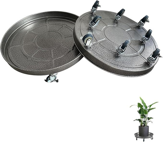 Heavy Duty Plant Caddy with Wheels 20 Inch, 360° Caster, Outdoor Rolling Plant Dolly That is Not Easily Rusted, Indoor Metal Plant Cart with Rollers, Plant Pot Trolley, Silver 2 Pack