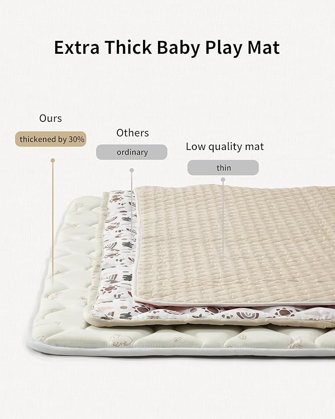 Fortella Play Mat for Baby, Soft Foam Floor Pads, 47"x47" Tummy Time Play mat for Infant and Toddler, Portable Foldable Puzzle Mat for Nursery, Outdoor Yard or Playpen (Forest Taupe)