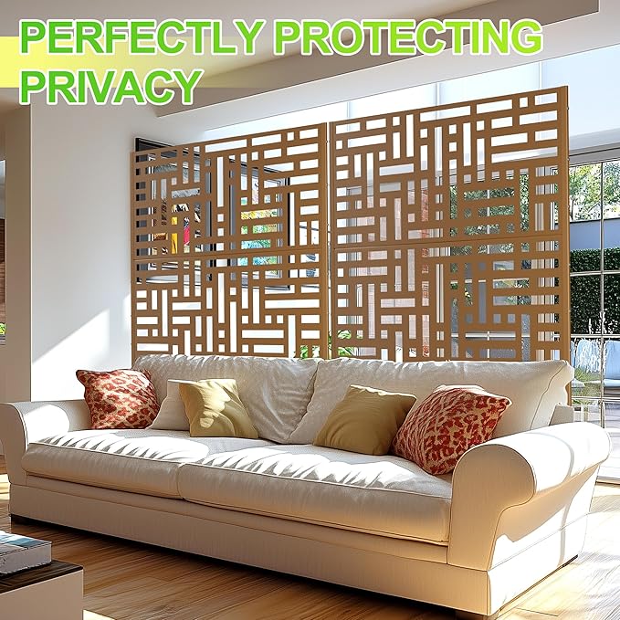 Outdoor Privacy Screen,72" H×47" W Metal Privacy Screen, Freestanding Privacy Fence Panels for Patio