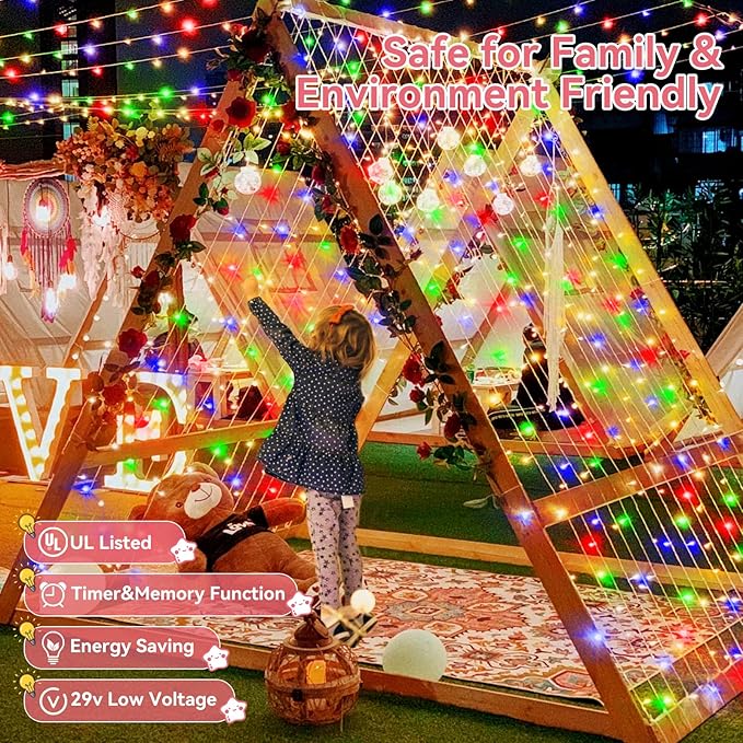 Heceltt 360 LED 118 FT String Lights Outdoor, 8 Modes Easter Lights Plug in, IP44 Waterproof Led String Lights with Timer and Memory for Easter Yard Party Garden Decorations (Multicolor)