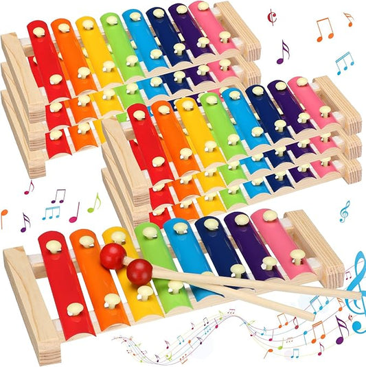 6 Pcs Xylophone for Kids Wooden Xylophone with Mallets Musical Instrument Wood Baby Percussion Kit for Educational Preschool Music Learning