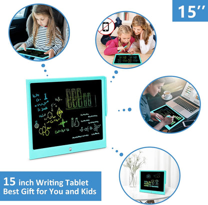 Toys for 3 4 5 6 7 8 Years Old Boys Girls, LCD Writing Tablet 15 Inch Doodle Board, Electronic Drawing Pads Drawing Tablet, Educational Birthday Gift for 3-6 Years Old Kids Toddler (Blue)