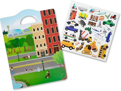 Melissa & Doug Vehicles Puffy Sticker Play Set Travel Toy with Double-Sided Background, 32 Reusable Puffy Stickers