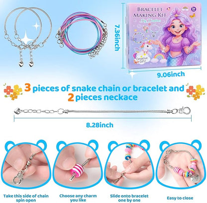 Girls Charm Bracelet Making Kit - 1400+ Pcs Jewelry Making Kit for Kids with Charm-Style Beads, Unicorn Mermaid DIY Bracelets & Necklaces, Birthday Christmas Gifts for Girls Ages 6 7 8 9 10 11 12