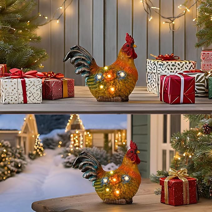 TAKE ME Gardening Gifts Chicken Gifts for Mom Garden Decor Solar Light Chicken Rooster Decor for Women Mom Grandma Gifts Birthday Gifts for Chicken Lovers