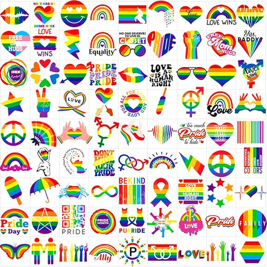220+ PCS Gay Pride tattoos, 22 Sheets Pride Temporary Tattoos, LGBT Rainbow Tattoos, Waterproof Rainbow Flag Tattoo Stickers for Pride Equality Parades Party