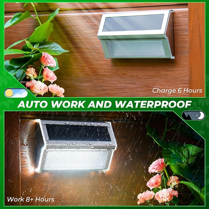 JSOT Solar Step Deck Lights for Outside Decorative - 10Pack Solar Stairs Lights Outdoor Waterproof for Yard Garden Landscape Pool Fence Step Wall 9 LED Beads Lighting