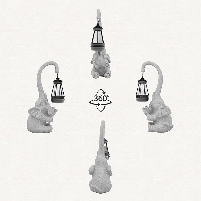 Solar Powered Outdoor Figurine Lights, 10 Inch Waterproof Animal Elephant Statue Light, Suitable for Decorations for Patio, Balcony, Lawn, Courtyard, Etc.(Chest)