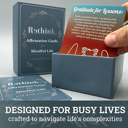 QUOKKA Rethink 95 Positive Affirmation Cards for Mindfulness | Inspirational Motivational Cards for Women, Men, Teens for Stress Anxiety Relief and Mental Wellness | Durable Self Care Card Set