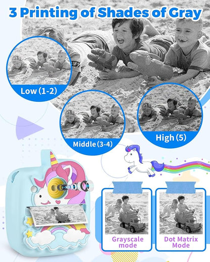 Kids Camera Instant Print, Christmas Birthday Gifts for Kids Age 3-8, 48MP &1080P Kids Camera with Print Paper, Portable Toy Instant Camera for Kids 3 4 5 6 7 8 9 10 Year Old Boys Gifts/Girl Gifts