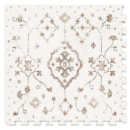 Baby Play Mat for Floor – 6x8ft Vintage Coffee | Soft Non Toxic Premium EVA Foam Tiles for Tummy Time, Crawling & Playroom – Waterproof Floor Mat for Babies & Toddlers Lillefolk (12 Tiles)