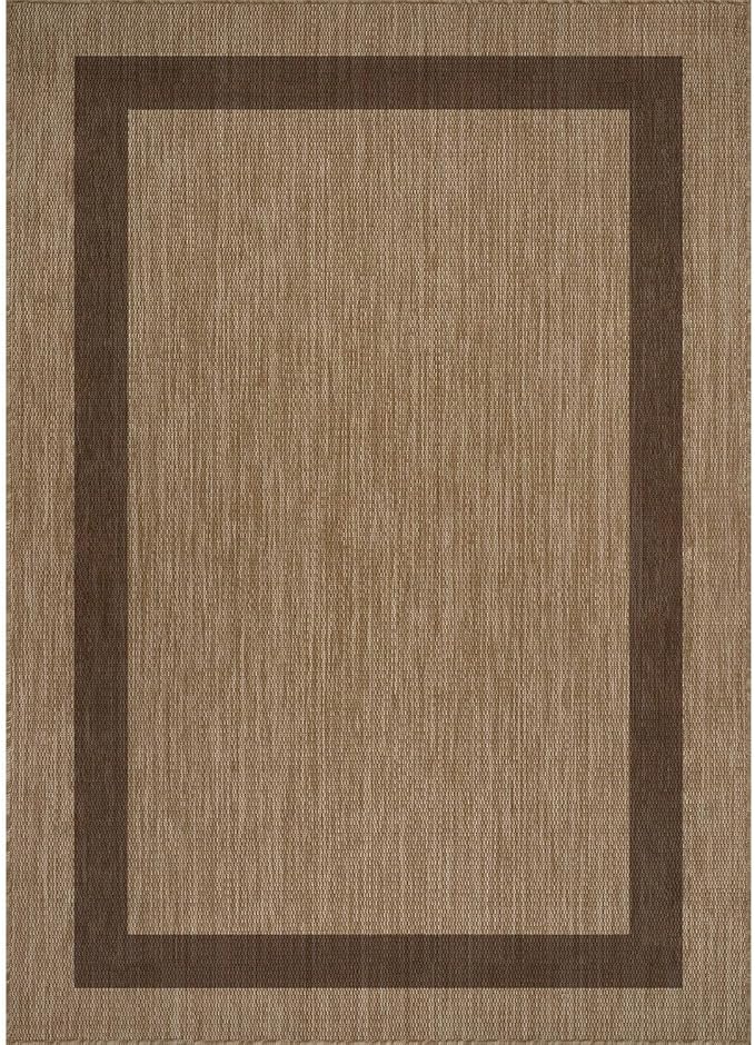 CAMILSON Outdoor Rug 10x14 - Large Modern Outside Rugs for Patios Porches Waterproof Durable Washable Non-Shedding, Easy-to-Clean Indoor Outdoor Area Carpet (10 x 14, Bordered - Jute)