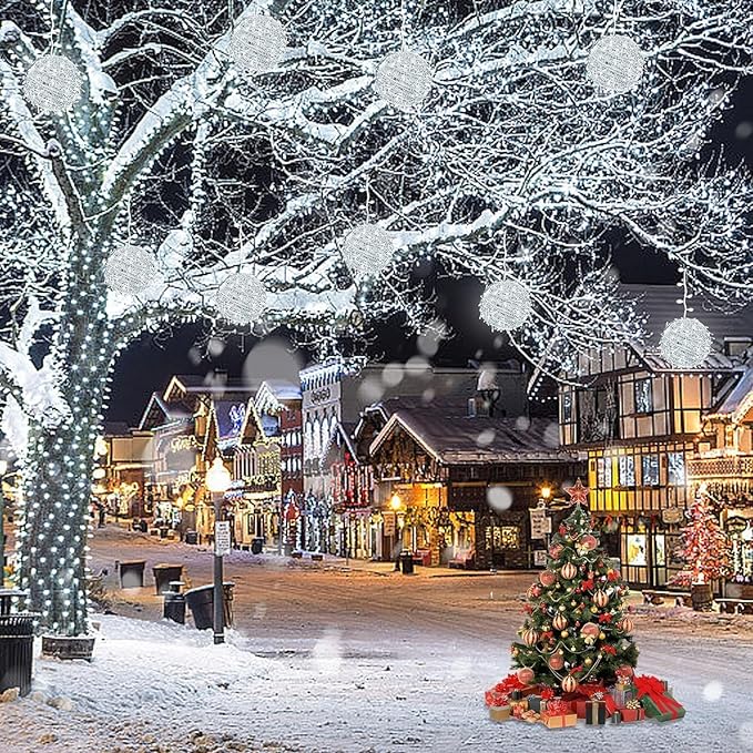 Christmas String Lights Outdoors,4 Pack 7.95" Sphere Lights,Ball Tree Garden Globe Lights for Home, Party, Christmas, Porch Patio,Wedding, Garden,Tree Decoration with Plug