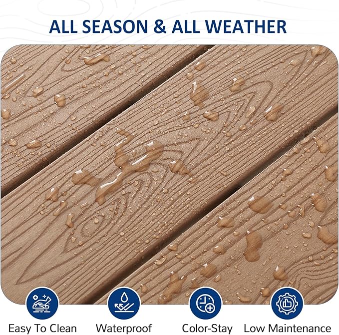 Outdoor Console Table, 48" Weather Resistant HIPS Patio Side Table, 440LBS Weight Capacity, 2-Tier Multifunctional Buffet Bar Storage Organizer for Garden Deck, Teak