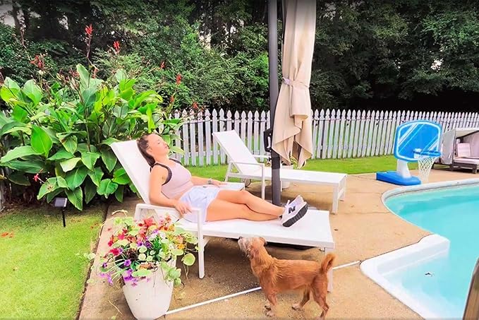 PURPLE LEAF Outdoor Chaise Lounge Set Adjustable Sunbathing Recliner with Armrest and Side Table for Poolside Beach Outside Patio Aluminum Chaise Lounger Cream