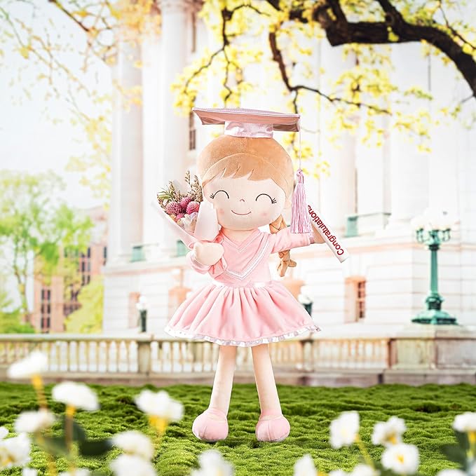 Gloveleya Baby Girl Gifts Graduation Plush Girls Dolls Congratulation Gift for Kindergarten Pink 16 inch
