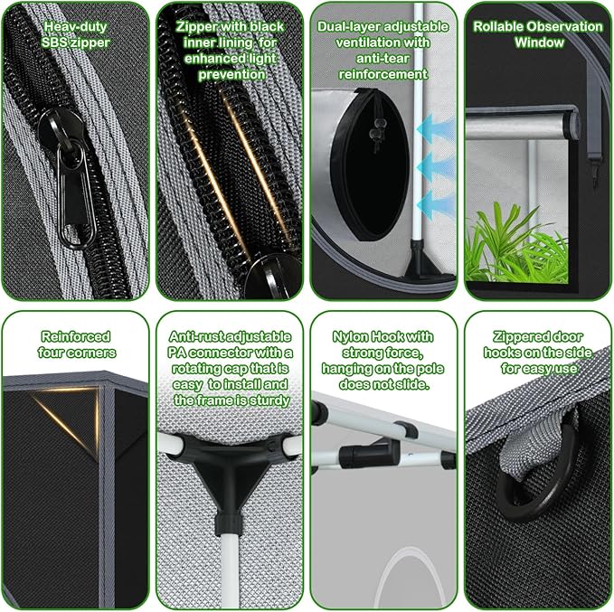 Grow Tents 96"x48"x78" High Reflective Grow Tent Indoor Grow Room for Planting Fruit Flower Veg with Removable Water-Proof Floor Tray 8x4
