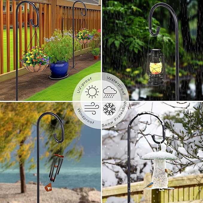 Shepherd-Hooks Adjustable for Bird-Feeder Lantern Plant-Hook Garden-Stake - Plant Stand Hanger for Outdoor Flower Basket, Bird Feeder Hanger Weddings Décor