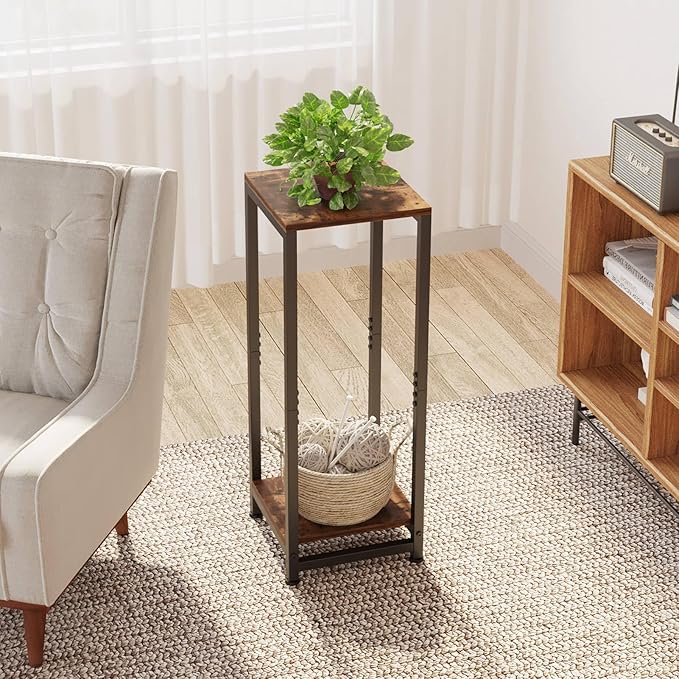 Tall Plant Stands Indoor ,2 Tier Pedestal Stand, Corner Plant Stands for Indoor Plants Multiple, Small Side Table for Indoor Plants, Tall Plant Table