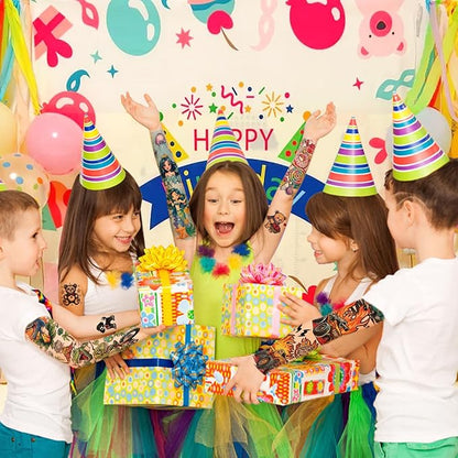 52 Pcs Temporary Tattoo for Kids Full Arm Mermaid Butterfly Cat Truck Dinosaur Rocket Planet Cute Animal Body Face Fake Arm Tattoos for Girls Boys Tiny Tattoo Stickers Birthday Gifts Party Supplies