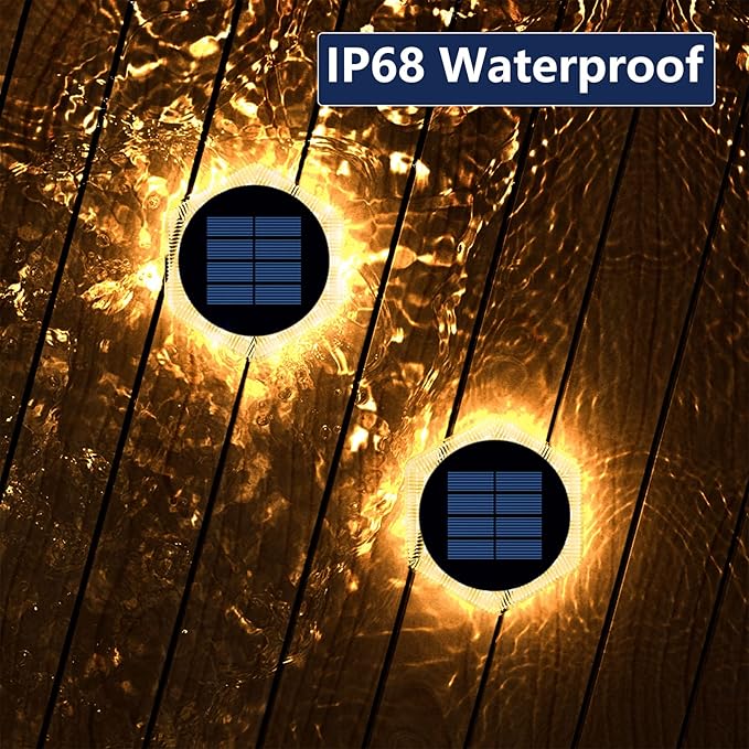 YiLaie Solar Deck Dock Lights 6 Packs Hexagon Warm White Step Lights Outdoor Waterproof Solar Powered for Driveway Post Fence Stairs Yard Patio Pathway Porch