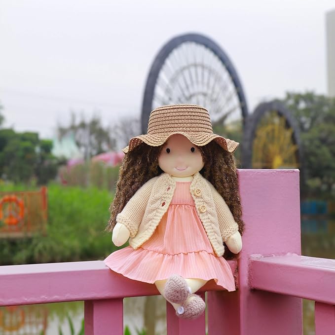 BlissfulPixie Waldorf Doll Handmade Rag Doll - Personalized Collectors Plush Doll for Kids Birthday Present with Beautiful Present Box-Kristy 12"