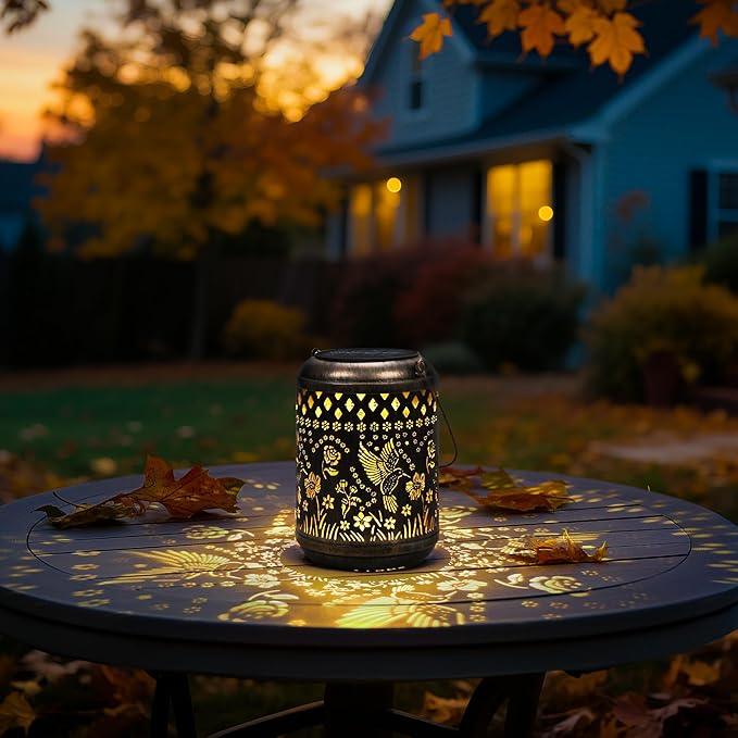 Solar Lanterns Outdoor Hanging Waterproof,Hummingbird Garden Decor Gifts for Women Mom, Solar Lights Metal Fall Decoration Outside for Yard, Patio,Garden,Backyard,Porch